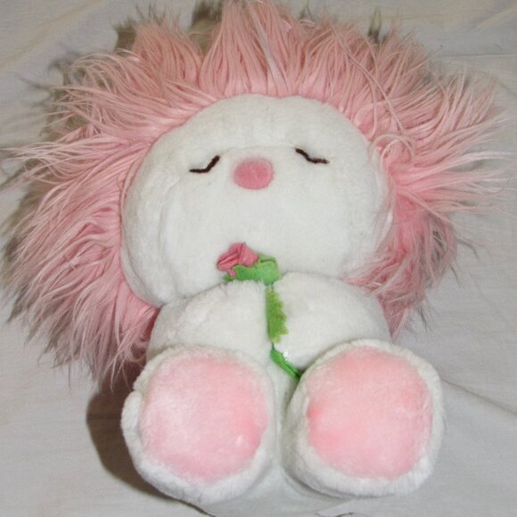 Vintage Dakin Plush Frou Frou 1982 Pink Nature Babies Fluffy Hair W/ Rose 10" - Picture 5 of 5